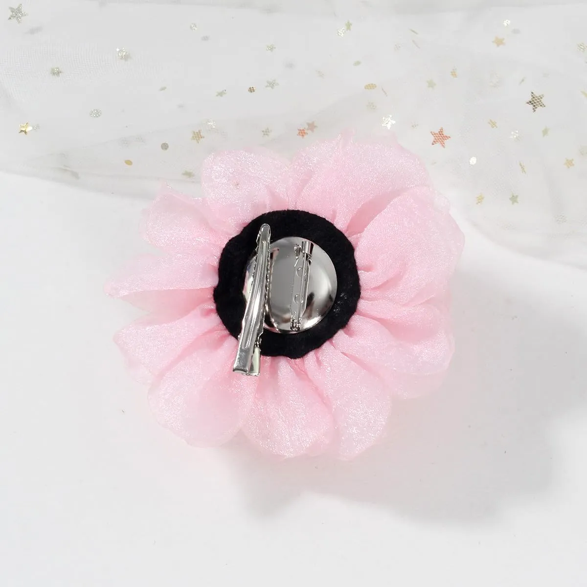 Rose Flower Brooches and Clips for Women | Pink Hair Clips & Flower Pins | Lapel & Hat Pins, 4.3 Inches, Light Pink