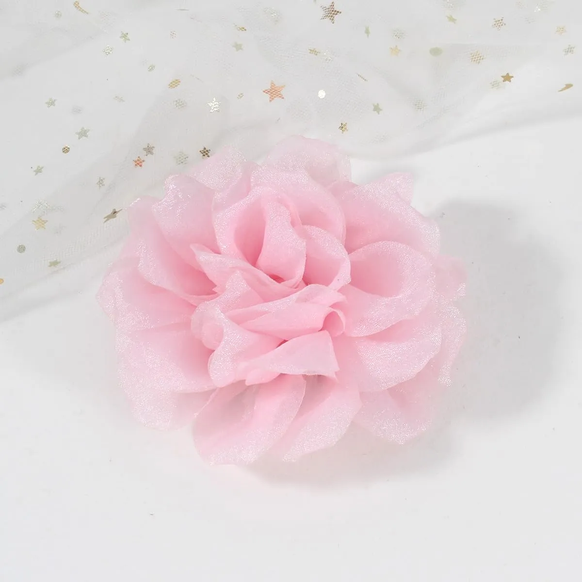 Rose Flower Brooches and Clips for Women | Pink Hair Clips & Flower Pins | Lapel & Hat Pins, 4.3 Inches, Light Pink