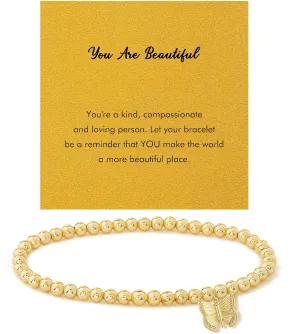 RZKING Gold Bracelets for Women, Evil Eye Butterfly Dragonfly Elephant Charm Bracelets for Women, Friendship Bracelets, Birthday, Retirement, Inspirational Gifts for Women