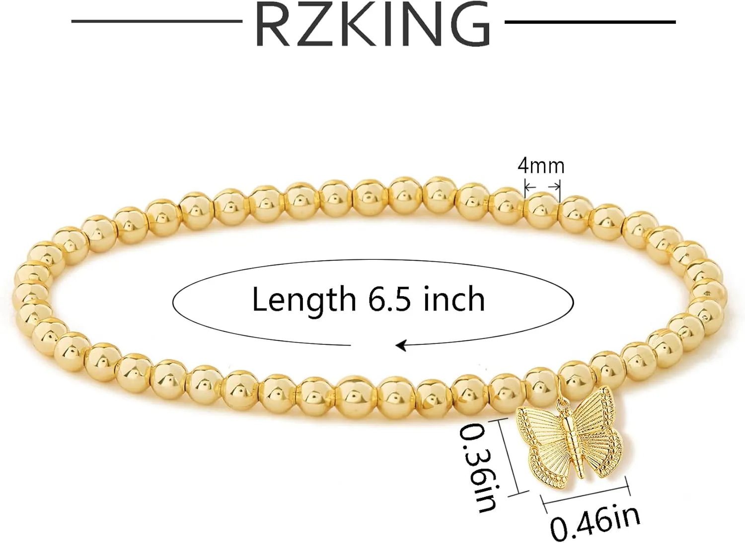RZKING Gold Bracelets for Women, Evil Eye Butterfly Dragonfly Elephant Charm Bracelets for Women, Friendship Bracelets, Birthday, Retirement, Inspirational Gifts for Women