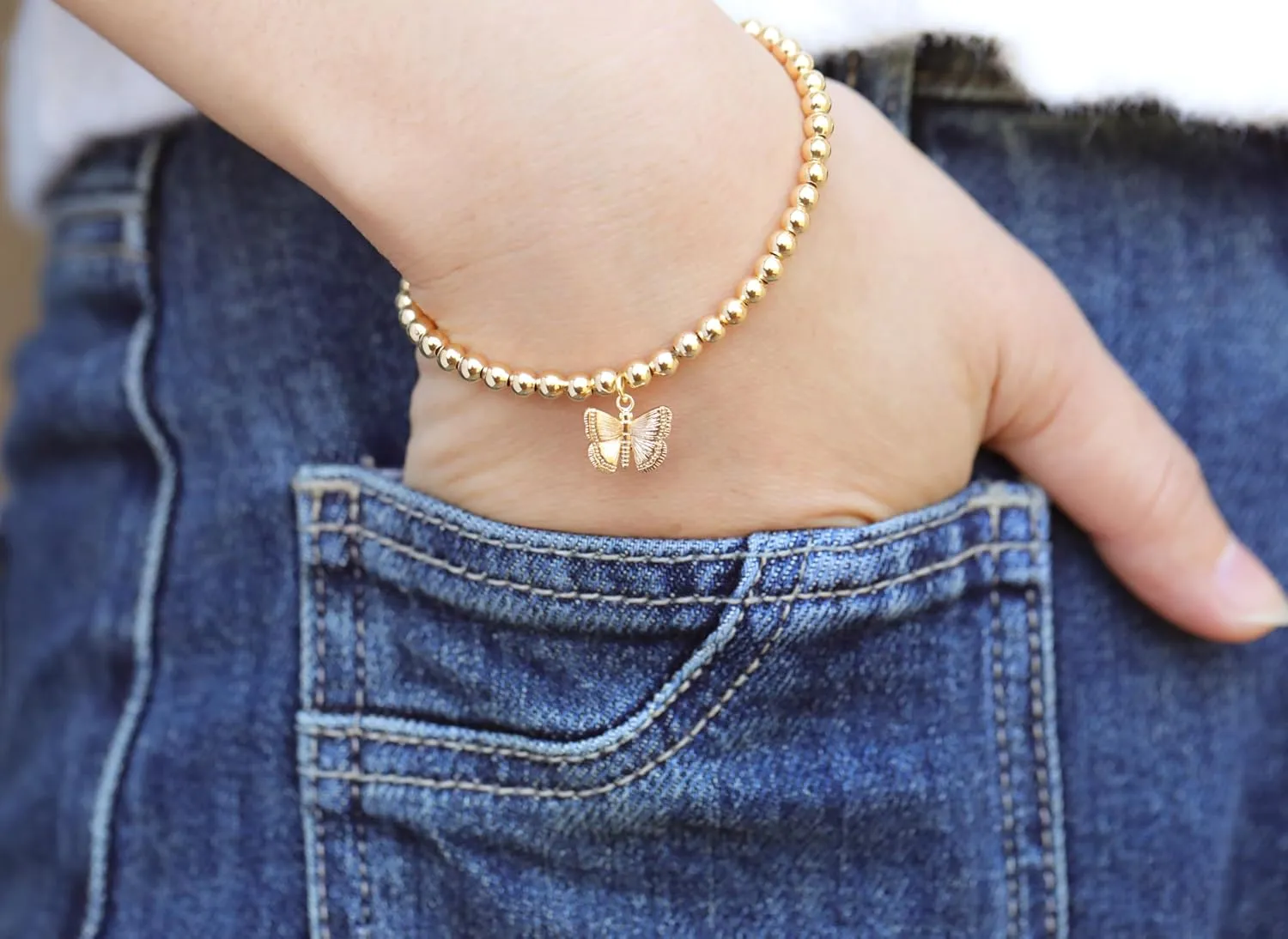 RZKING Gold Bracelets for Women, Evil Eye Butterfly Dragonfly Elephant Charm Bracelets for Women, Friendship Bracelets, Birthday, Retirement, Inspirational Gifts for Women