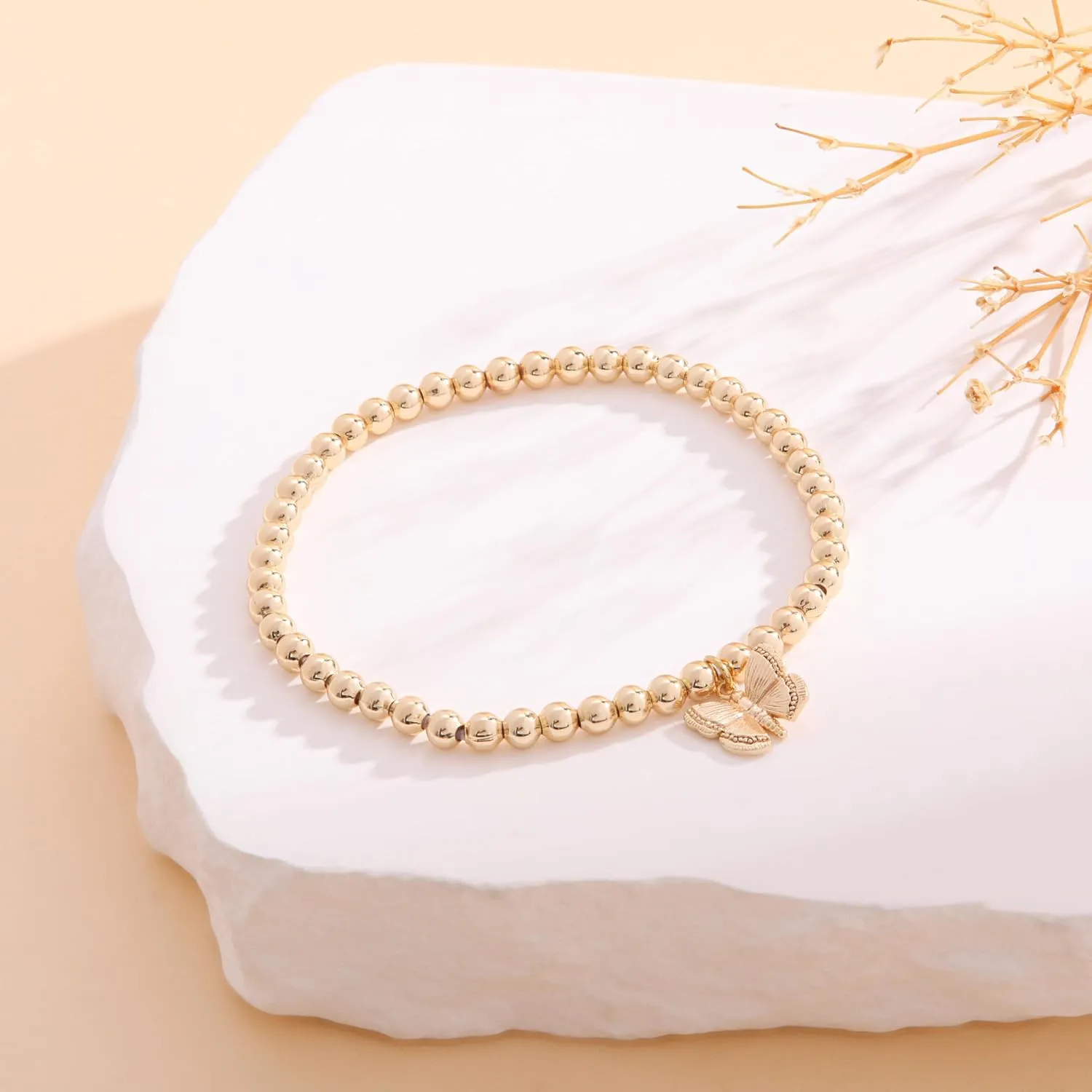 RZKING Gold Bracelets for Women, Evil Eye Butterfly Dragonfly Elephant Charm Bracelets for Women, Friendship Bracelets, Birthday, Retirement, Inspirational Gifts for Women