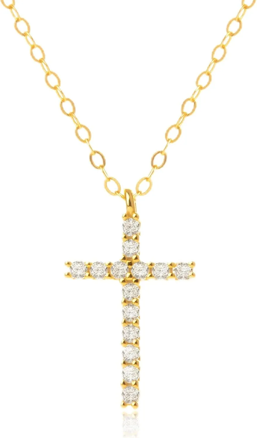 S925 Silver Cross Necklace for Women, Gold Plated Sterling Silver Cross Necklace, Sideways Cross Jewelry, Minimal Everyday Jewelry Gift, Dainty Faith Cross Pendant Necklaces