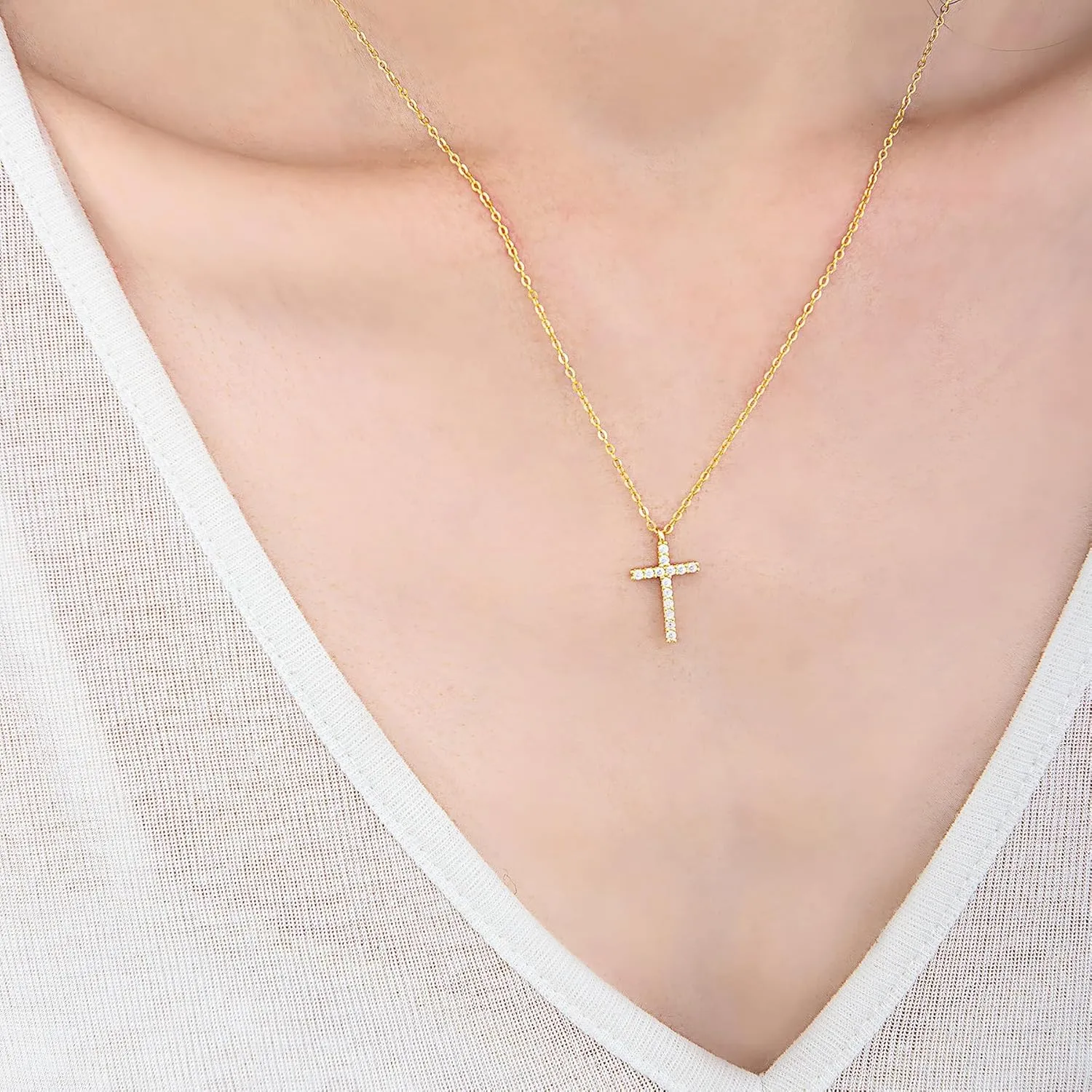 S925 Silver Cross Necklace for Women, Gold Plated Sterling Silver Cross Necklace, Sideways Cross Jewelry, Minimal Everyday Jewelry Gift, Dainty Faith Cross Pendant Necklaces
