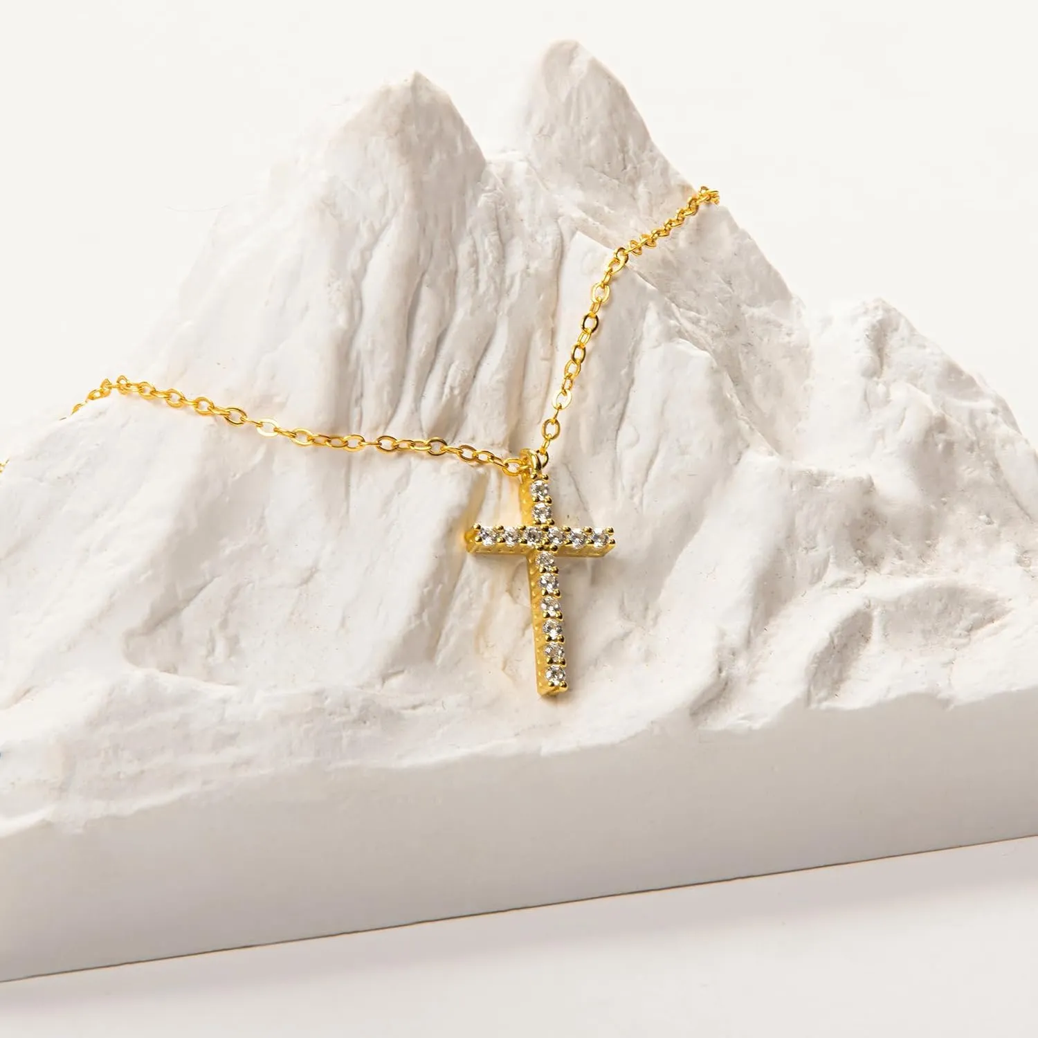S925 Silver Cross Necklace for Women, Gold Plated Sterling Silver Cross Necklace, Sideways Cross Jewelry, Minimal Everyday Jewelry Gift, Dainty Faith Cross Pendant Necklaces
