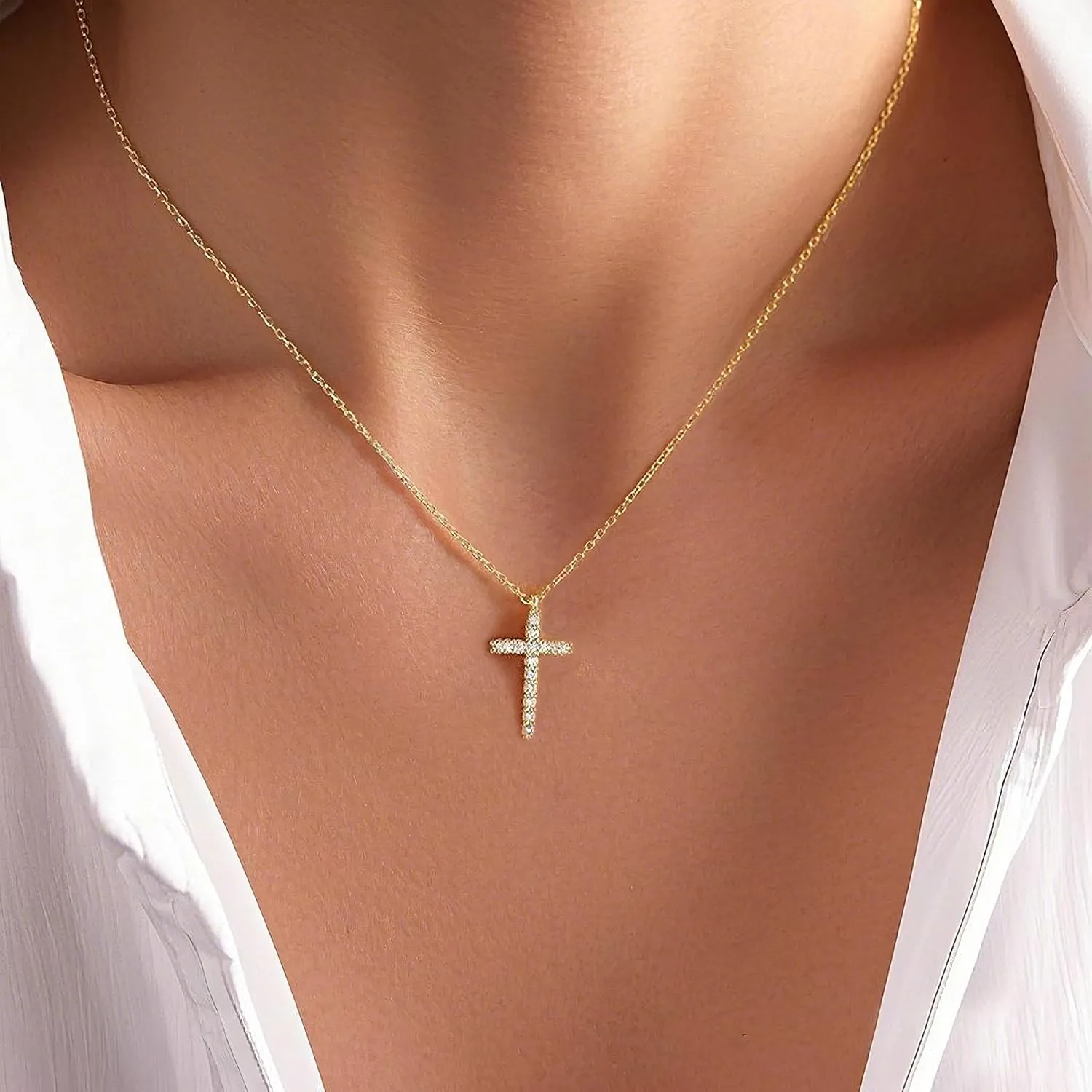 S925 Silver Cross Necklace for Women, Gold Plated Sterling Silver Cross Necklace, Sideways Cross Jewelry, Minimal Everyday Jewelry Gift, Dainty Faith Cross Pendant Necklaces