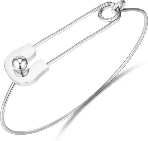 Safety Pin Hook Bangle Bracelet Classic Gold Stainless Steel Simple Love Safety Pins Bracelet Jewelry