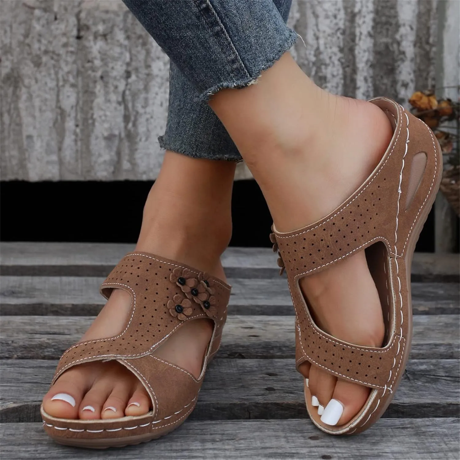 Sandals Women Comfortable Dressy Wedge Orthopedic Slippers Arch Support Flip Flops Soft Summer Beach Orthotic Slides 2024