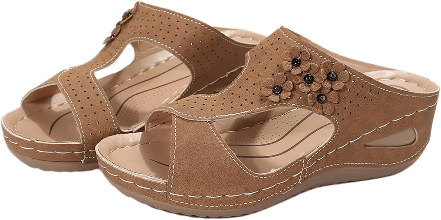 Sandals Women Comfortable Dressy Wedge Orthopedic Slippers Arch Support Flip Flops Soft Summer Beach Orthotic Slides 2024