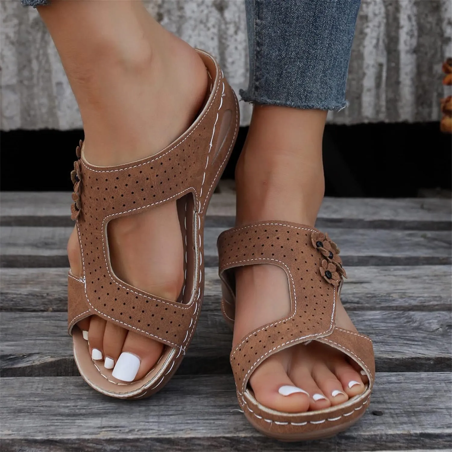 Sandals Women Comfortable Dressy Wedge Orthopedic Slippers Arch Support Flip Flops Soft Summer Beach Orthotic Slides 2024