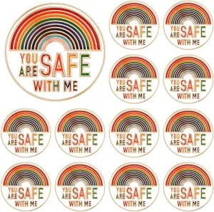 SANNIX 60Pcs You are Safe with Me Pin, Rainbow Enamel Lapel Pins Gay Pride Pin Brooches LGBTQ Supports Badges for Pride Month Clothing Bag Hat Accessories