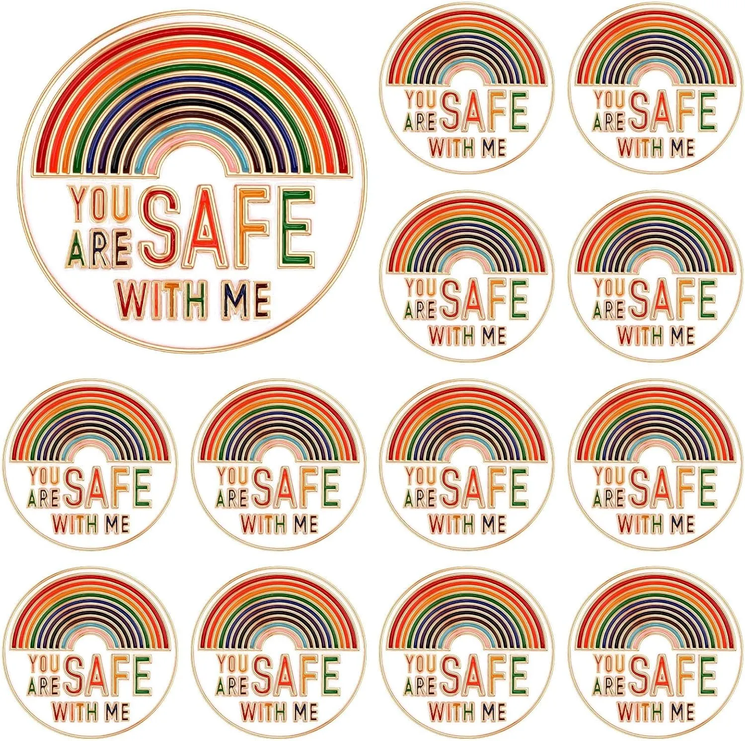 SANNIX 60Pcs You are Safe with Me Pin, Rainbow Enamel Lapel Pins Gay Pride Pin Brooches LGBTQ Supports Badges for Pride Month Clothing Bag Hat Accessories