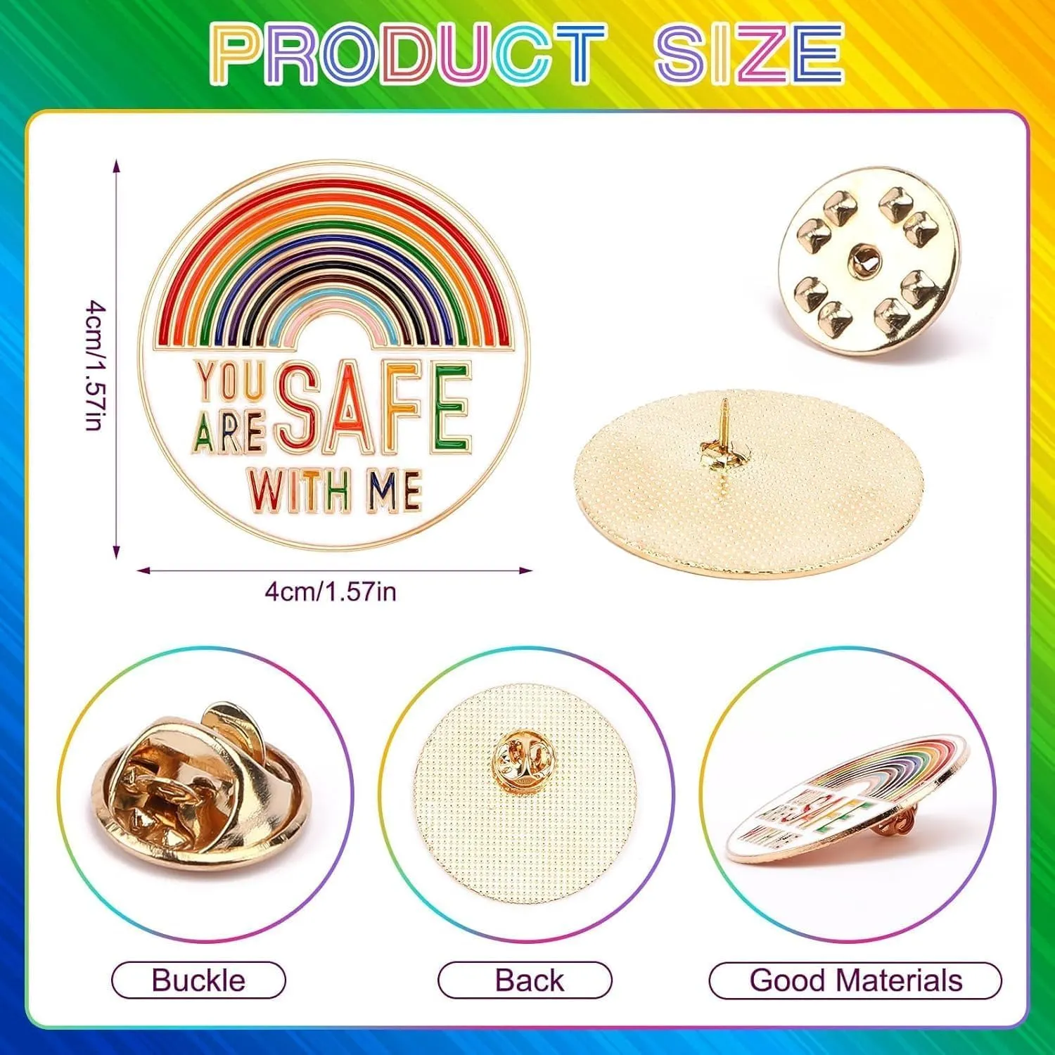 SANNIX 60Pcs You are Safe with Me Pin, Rainbow Enamel Lapel Pins Gay Pride Pin Brooches LGBTQ Supports Badges for Pride Month Clothing Bag Hat Accessories