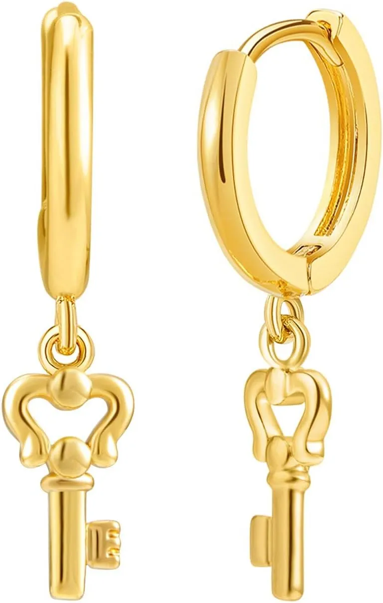 SANNYRA Huggie Earrings for Women - 14K Gold Plated Beach Sea Drop Dangle Earrings - Starfish Butterfly Moon Star Seashell Beachy Jewelry