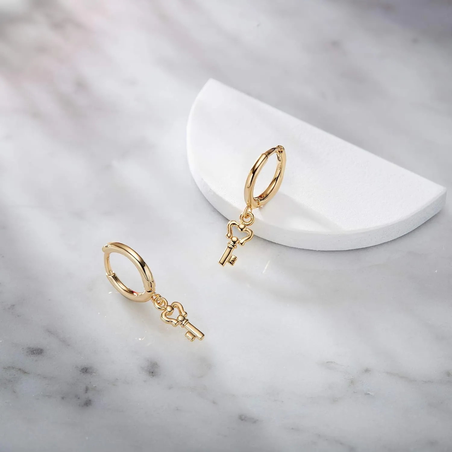 SANNYRA Huggie Earrings for Women - 14K Gold Plated Beach Sea Drop Dangle Earrings - Starfish Butterfly Moon Star Seashell Beachy Jewelry