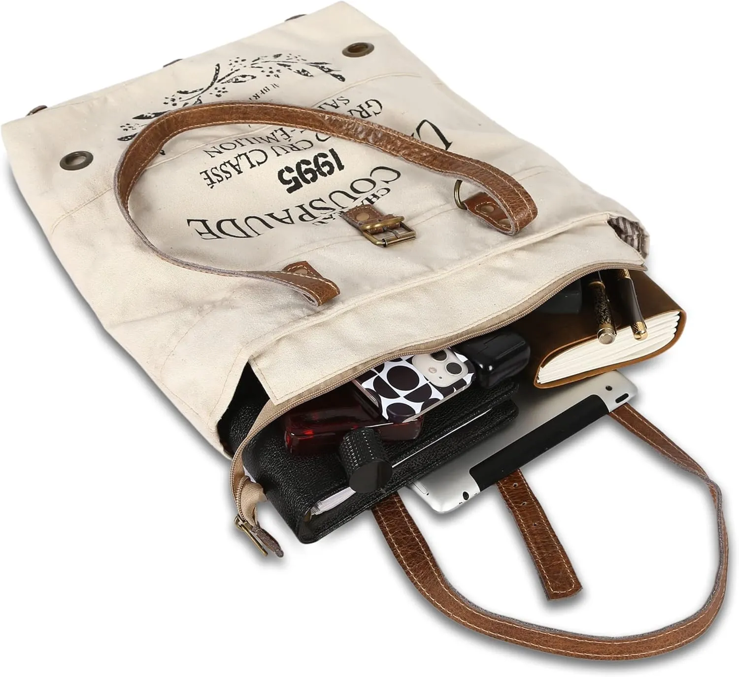 SEL de MER Upcycled Large Canvas shoulder Bag for women canvas tote boho handbag by KPL