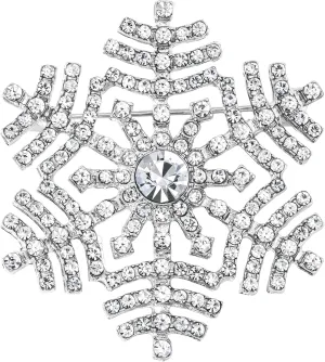 SELOVO Vintage Rhinestone Winter Snowflake Brooch Pin Austrian Crystal