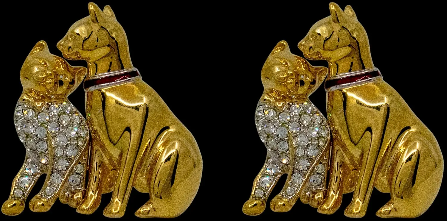 Set of 2 Brooch Lapel Pins With Rhinestones