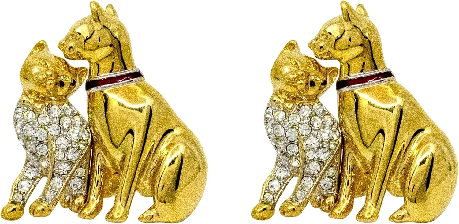 Set of 2 Brooch Lapel Pins With Rhinestones