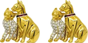 Set of 2 Brooch Lapel Pins With Rhinestones