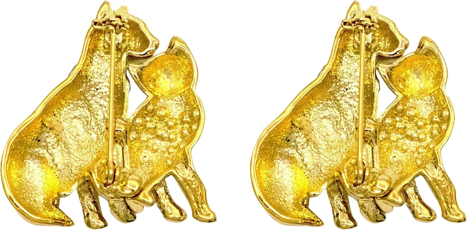 Set of 2 Brooch Lapel Pins With Rhinestones