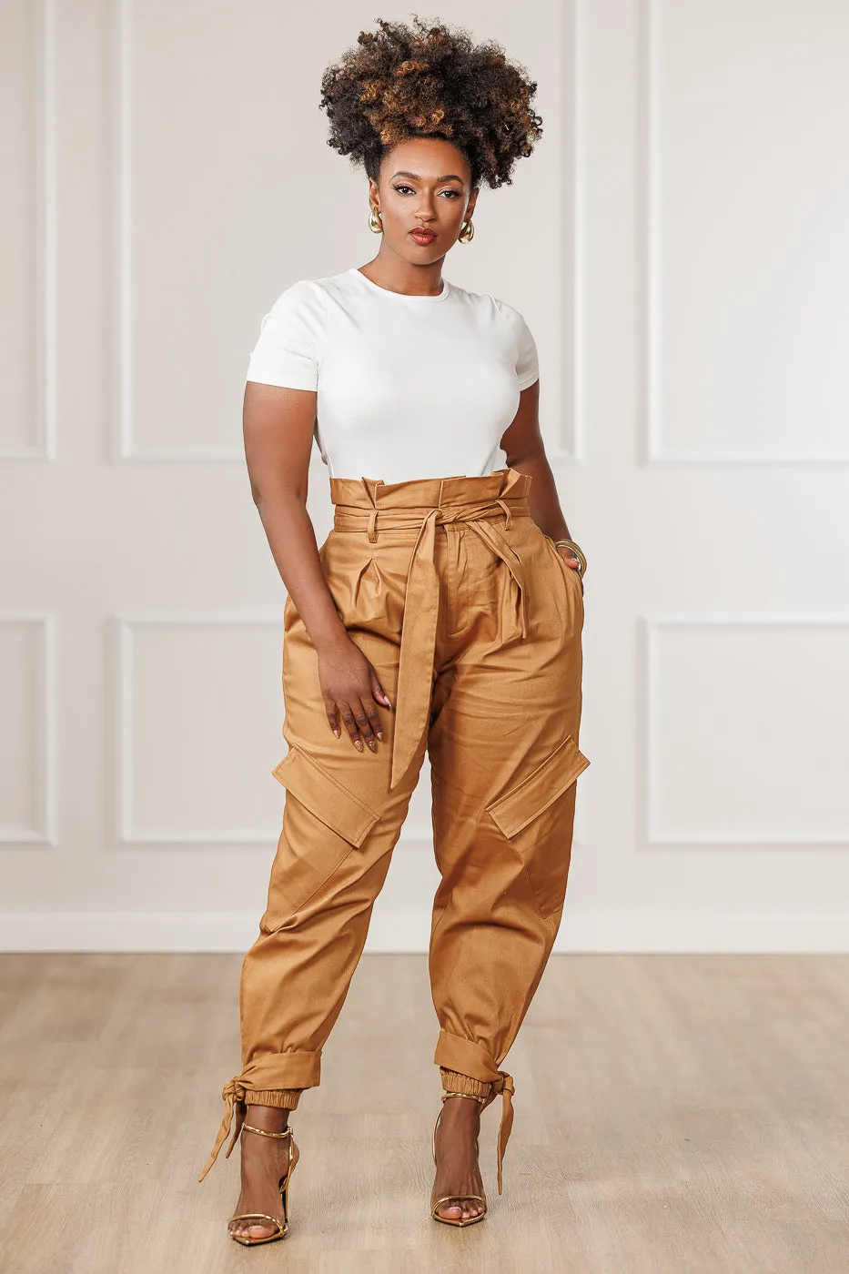 Shanti Paperbag Waist Pants - Camel