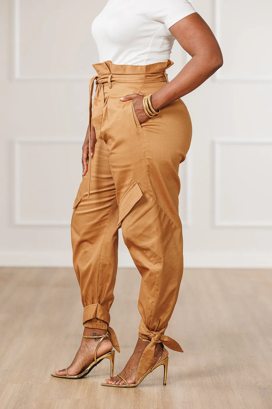Shanti Paperbag Waist Pants - Camel