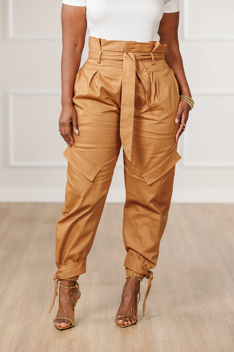 Shanti Paperbag Waist Pants - Camel