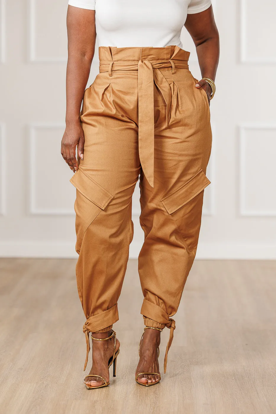 Shanti Paperbag Waist Pants - Camel