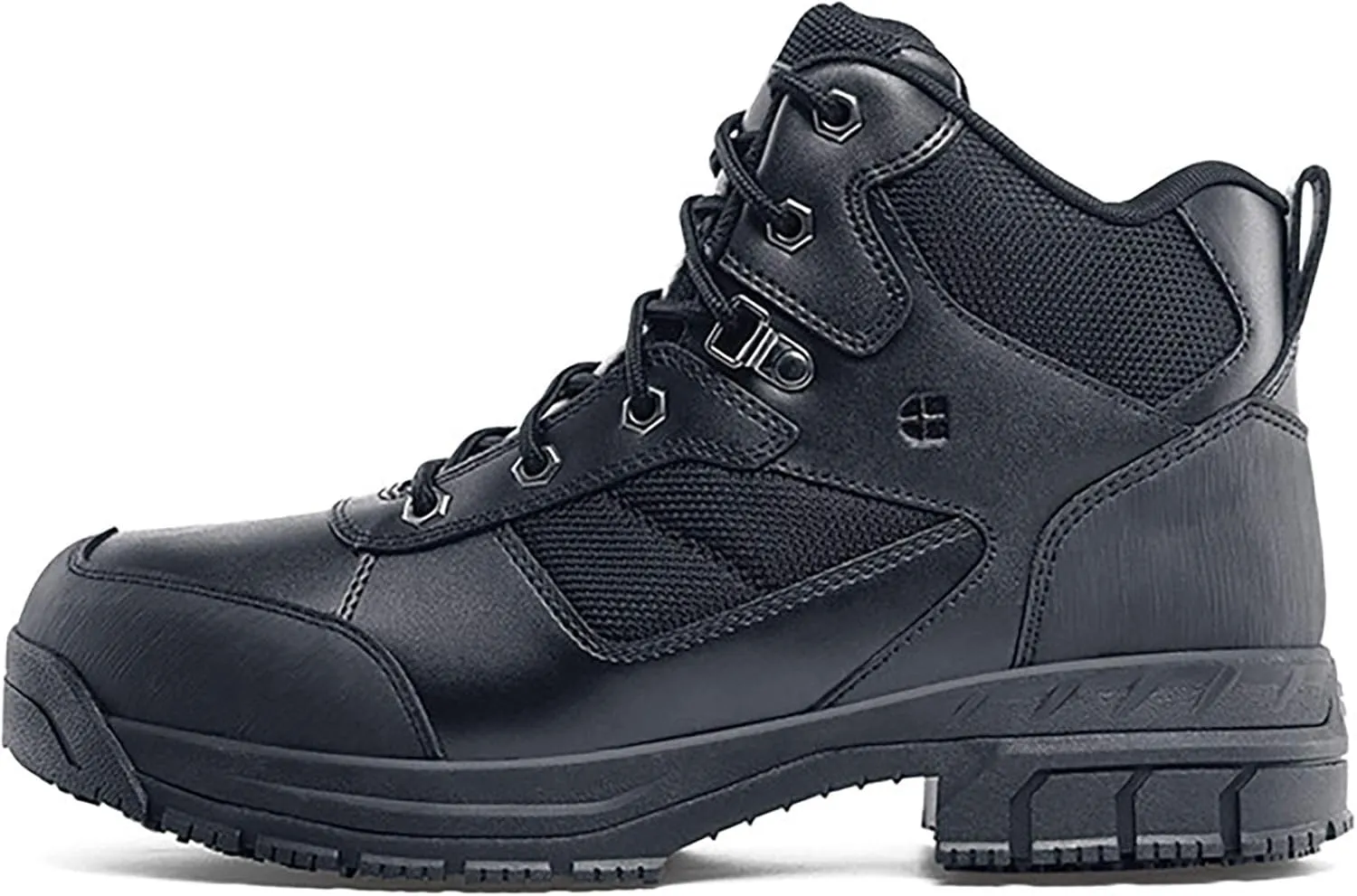 Shoes for Crews Voyager II, Men's, Women's, Unisex Steel Toe (ST) Work Boots, Slip Resistant, Water Resistant, Black, Men's 15 / Women's 16.5 Wide