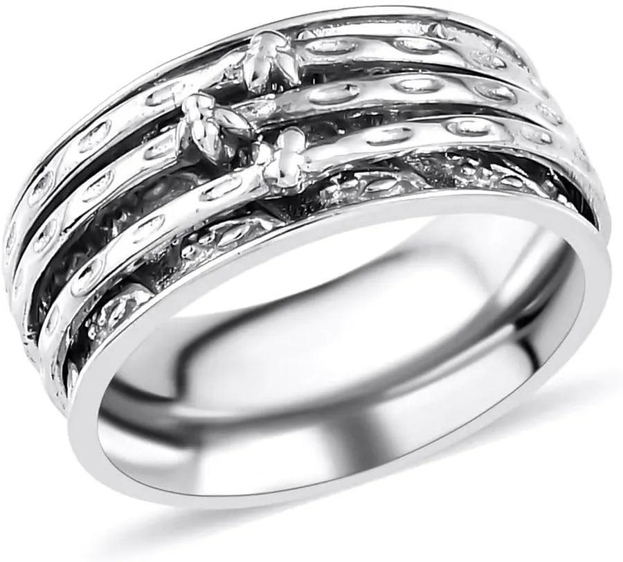 Shop LC 925 Sterling Silver Anxiety Spinner Rings Fidget Ring for Women Stress Release Rings for Anxiety Oxidized Flower Concave Boho Design Band Spinning Ring Size 8 Birthday