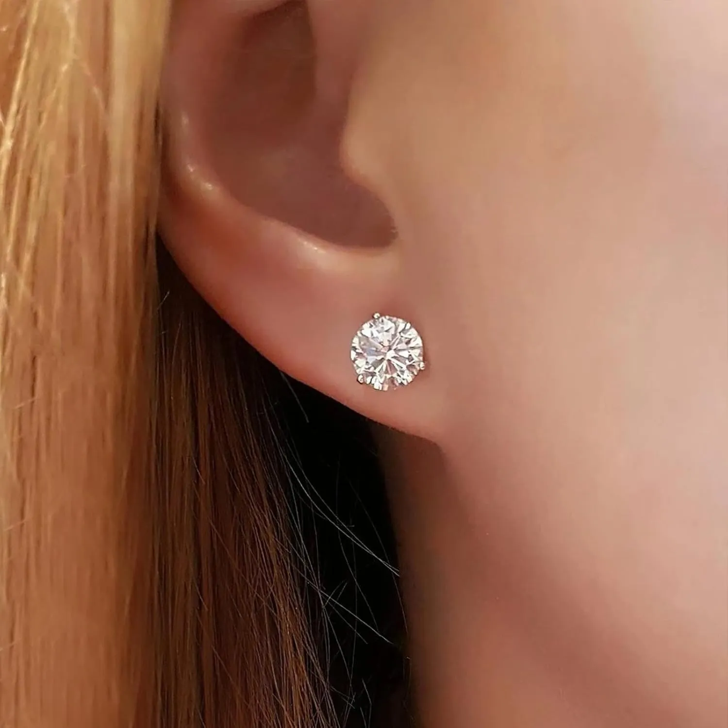 Silver Stud Earrings Set Cartilage Stud Earrings Hypoallergenic Cubic Zirconia Titanium Stainless Steel 3mm-8mm CZ Stud Earrings for Women