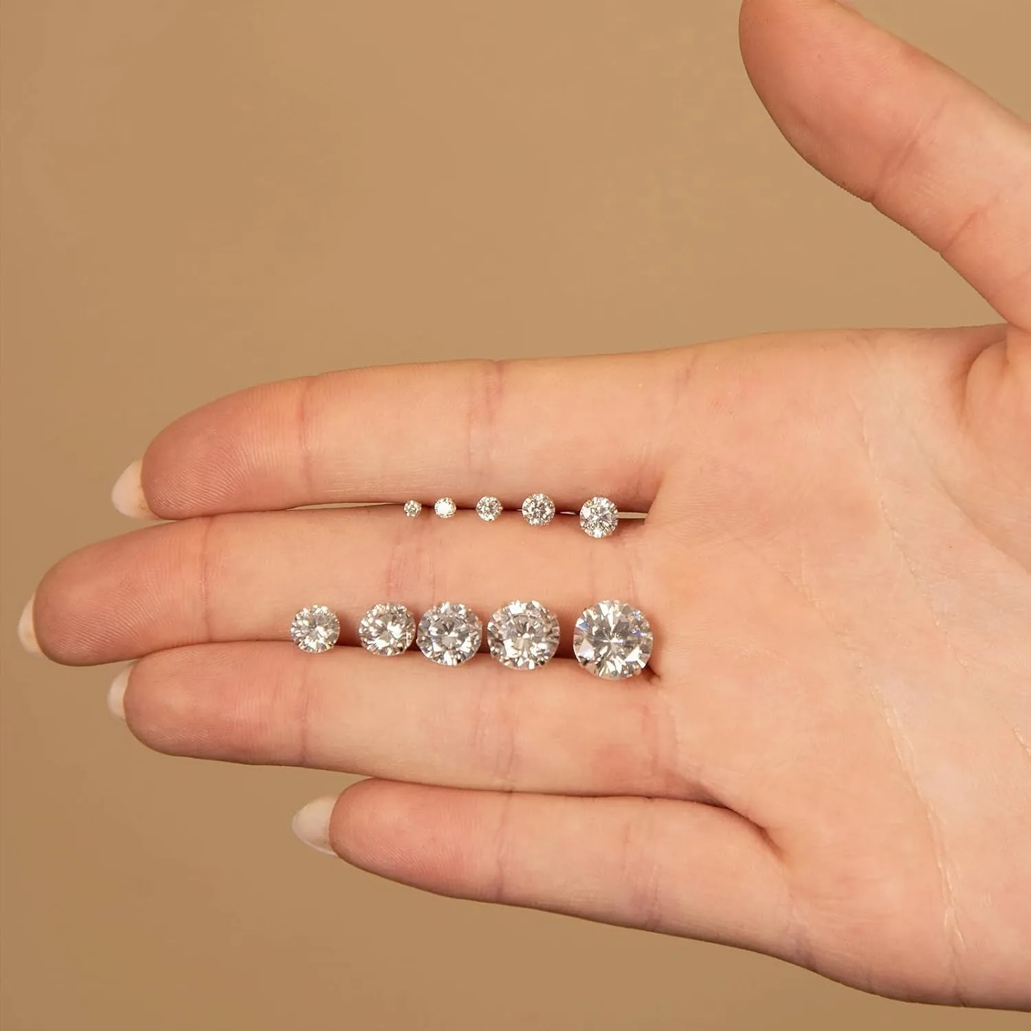Silver Stud Earrings Set Cartilage Stud Earrings Hypoallergenic Cubic Zirconia Titanium Stainless Steel 3mm-8mm CZ Stud Earrings for Women