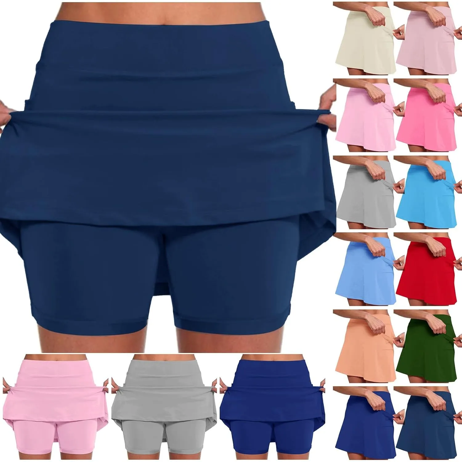 Skorts for Women with Pockets High Waist Tummy Control Yoga Shorts Dressy Casual Athletic Tennis Mini Short Skirts