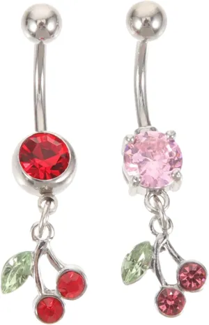 Small Cherry Belly Button Ring Fun and Playful Navel Piercing Jewelry Lightweight Stainless Steel Perfect Her