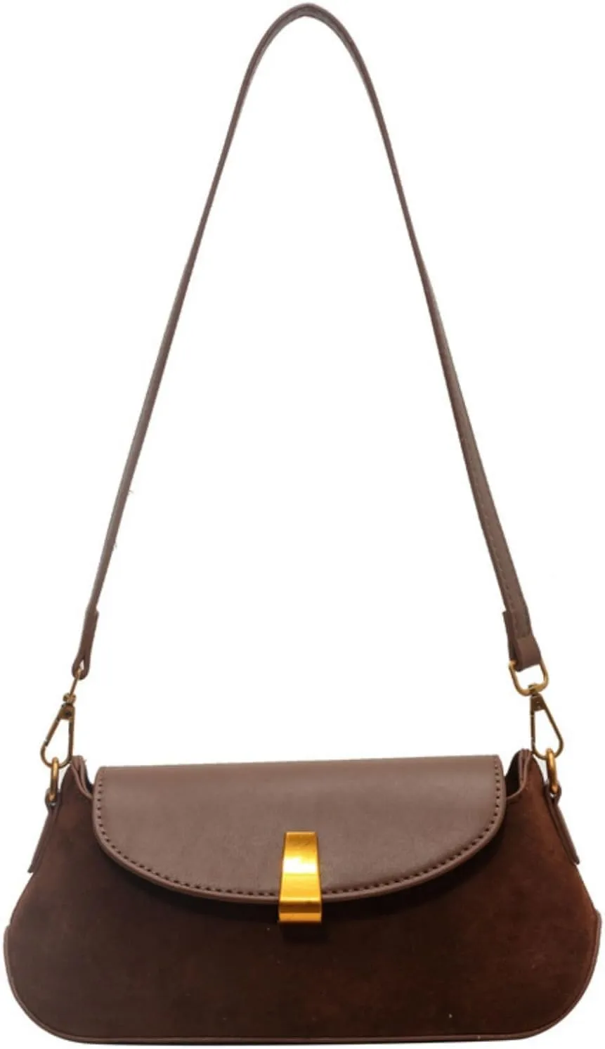 Small Suede Shoulder Bags For Women Brown Suede Small Trendy Crossbody Bag Saddle Suede Satchel Bag