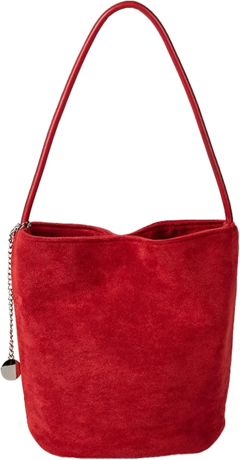 Small Suede Tote Shoulder Bags For Women Slouchy Satchel Womens Bucket Purses Retro Handbag Work Travel Fall