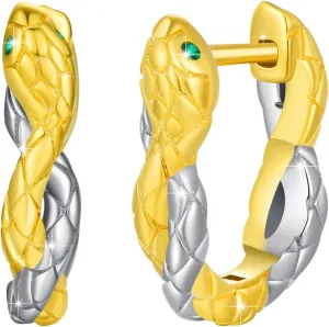 Snake Earrings Sterling Silver Gold Huggie Hoops Earring Punk Vintage Hypoallergenic Animal Earring Snake Jewelry for Women Gifts