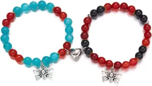 Spider Bracelets for Couple Friendship Bracelets Couples Bracelets Heart Energy Stone Beaded Bracelets Pink Relationship Promise Bracelet Stretch Matching Bracelet for Best Friend BFF Halloween Party Jewelry