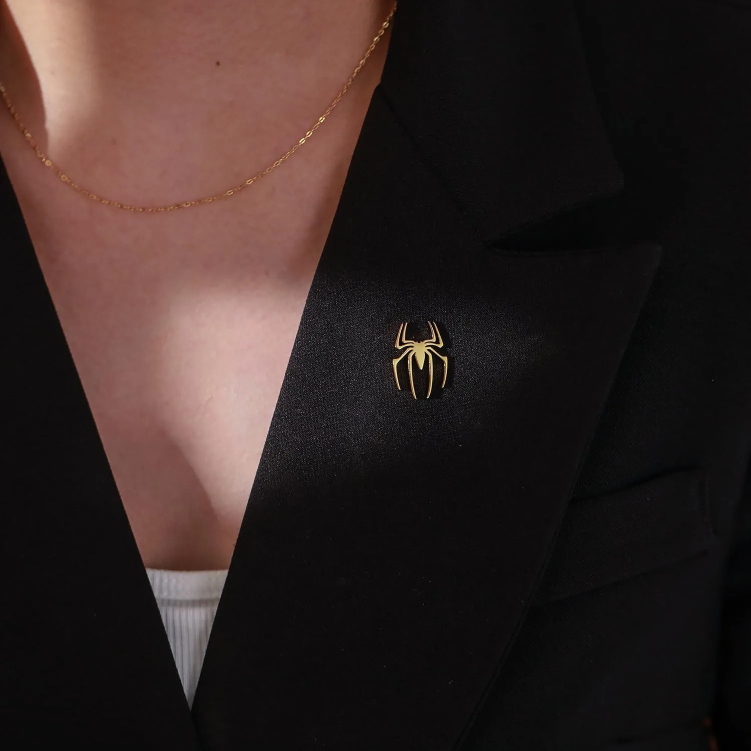 Spider Designer Badge Lapel Pins Stainless Steel Spider Brooches for Men