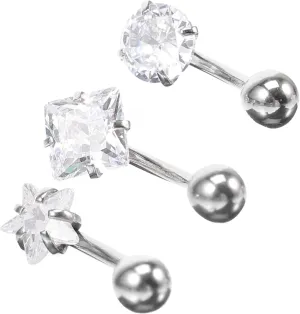 Stainless Steel Belly Button Ring Set Dangle Jewelry Cubic Zirconia for Women's Fashion
