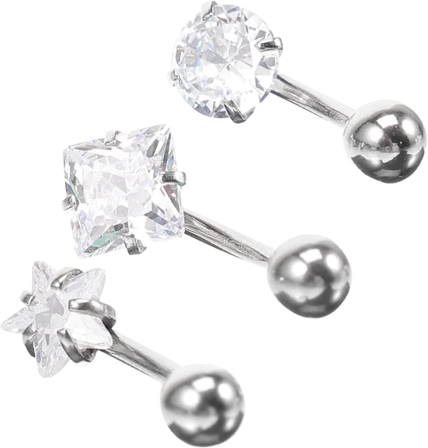Stainless Steel Belly Button Ring Set Dangle Jewelry Cubic Zirconia for Women's Fashion