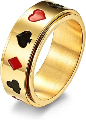 Stainless Steel Ring Of Men Heart A Ring Spade A Ring Titanium Steel Ring Men's Lucky Poker ACE Ring Couple Ring Jewelry