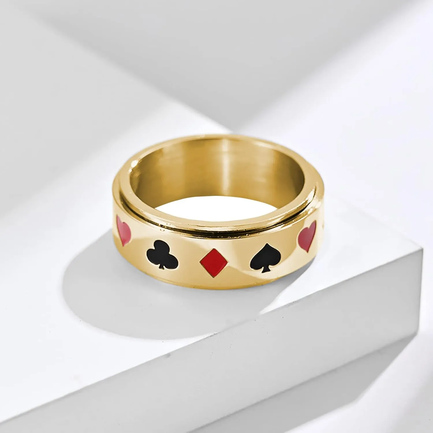 Stainless Steel Ring Of Men Heart A Ring Spade A Ring Titanium Steel Ring Men's Lucky Poker ACE Ring Couple Ring Jewelry