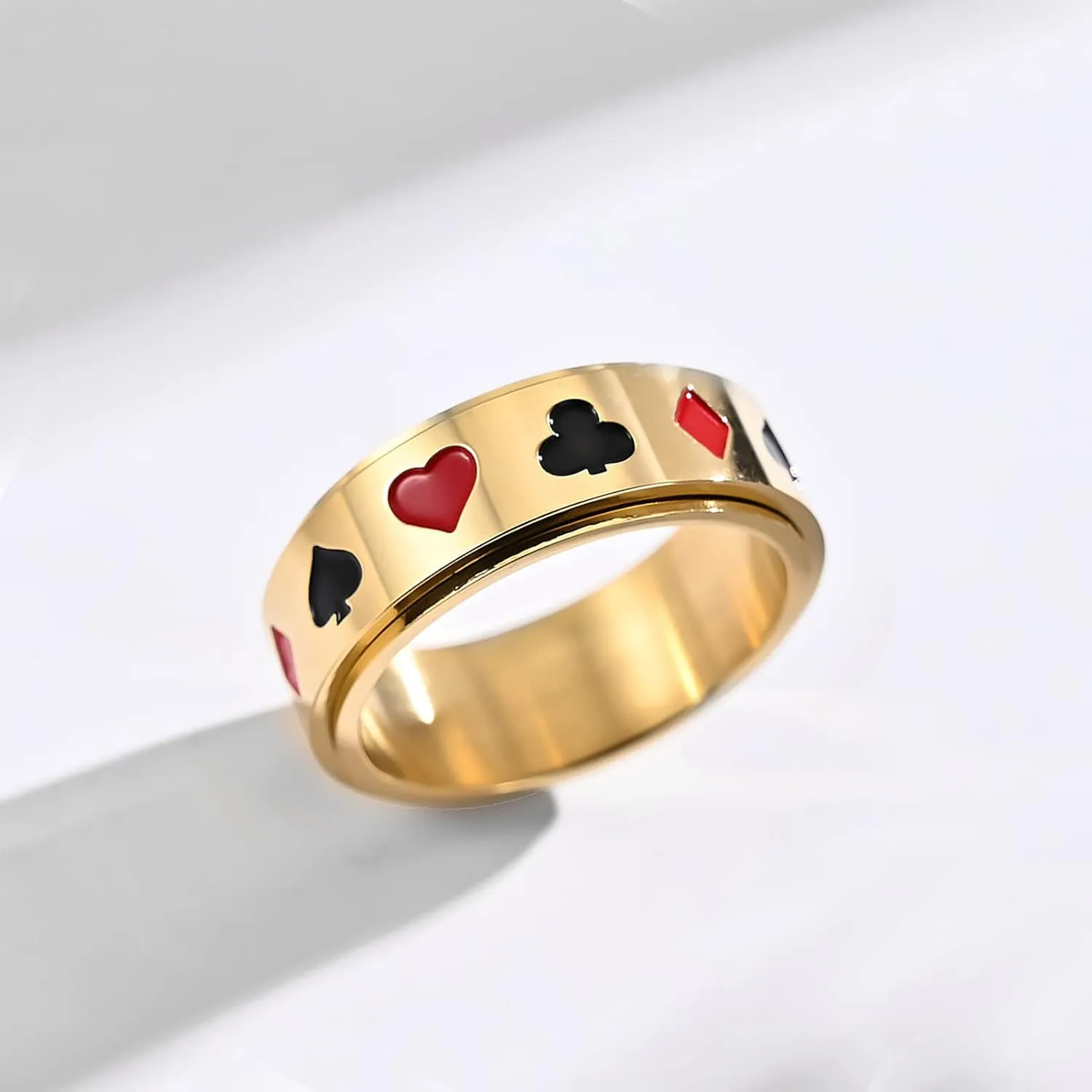 Stainless Steel Ring Of Men Heart A Ring Spade A Ring Titanium Steel Ring Men's Lucky Poker ACE Ring Couple Ring Jewelry