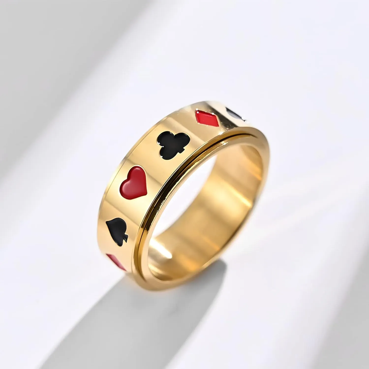 Stainless Steel Ring Of Men Heart A Ring Spade A Ring Titanium Steel Ring Men's Lucky Poker ACE Ring Couple Ring Jewelry
