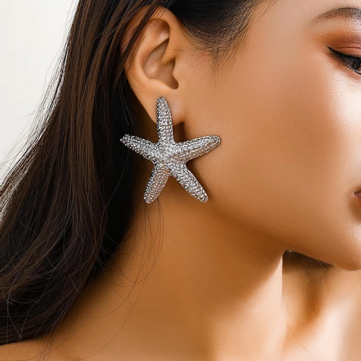 Starfish Earrings Gold Starfish Stud Earring for Women Boho Exaggerated Star Drop Earrings Vintage Seashell Earrings Beach Ocean Mardi Gras Carnival Jewelry
