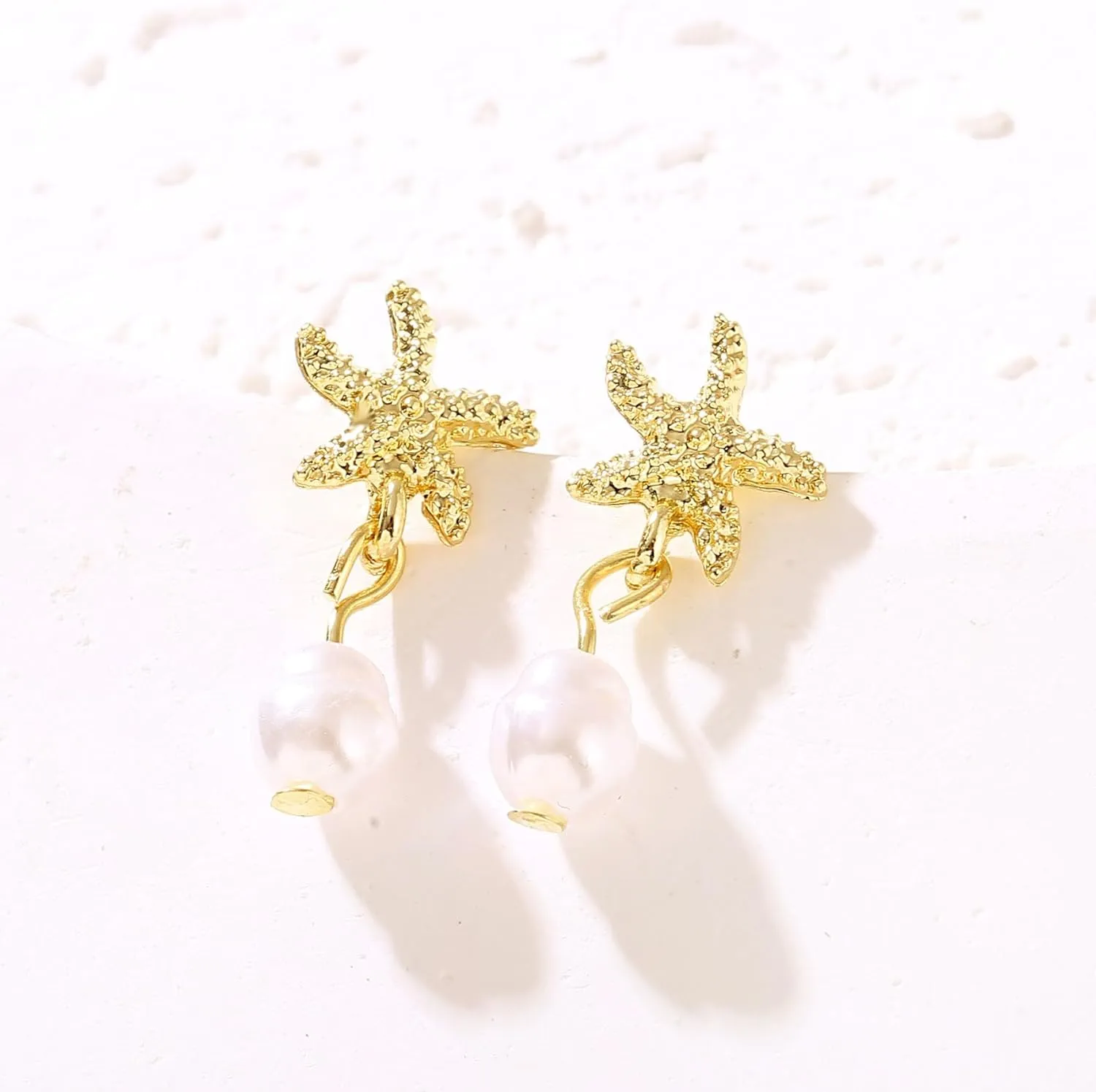 Starfish Shell Stud Earrings for Women Gold Silver Chunky Seashell Drop Dangle Earring Beach Summer Themed Jewelry