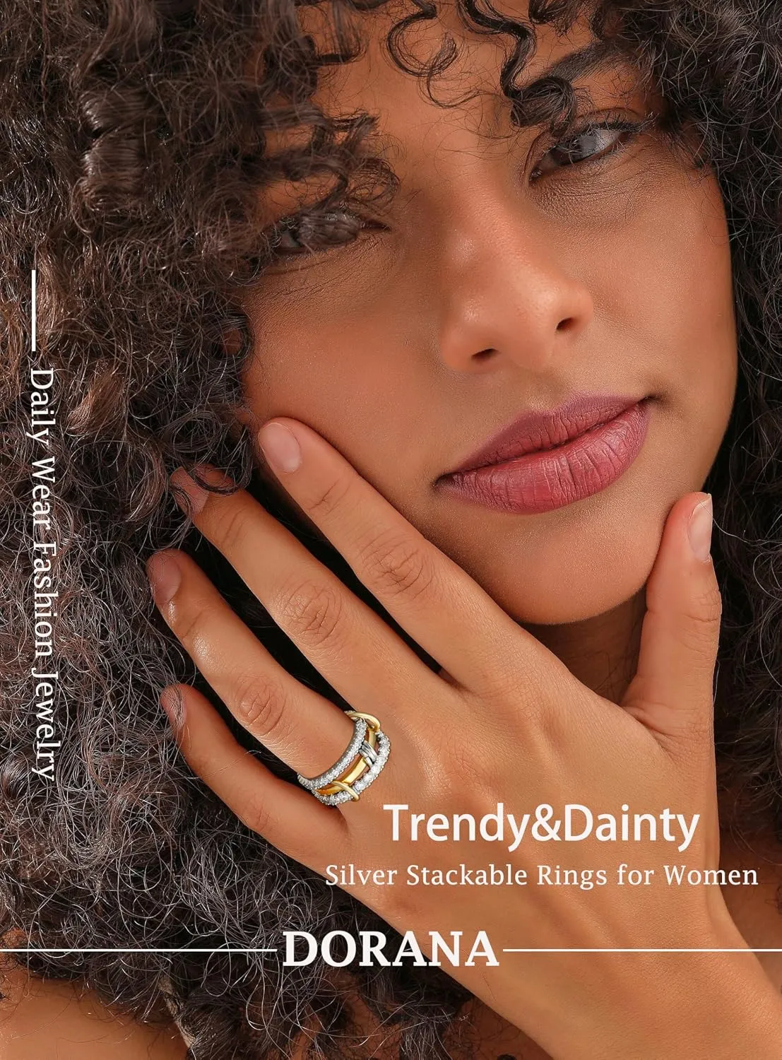 Sterling Silver Interlocked Stackable Rings for Women Mixed Thumb Ring Non Tarnish Multi Link Connected Ring Women Fidget Rings for Anxiety 6-10