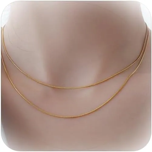 Stocking Stuffers Holiday Outfits for Women 2024 2Pcs Gold Herringbone Necklace for Women Dainty Gold Snake Chain Necklaces Gold Layered Chain Necklaces Set Gold Chain Choker Necklaces Jewelry Gift for Women